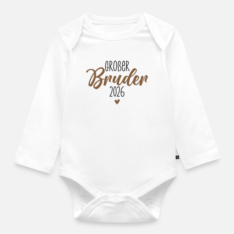 Großer Brudertitel 2026 Design - Baby Bio-Langarm-Body - Weiß