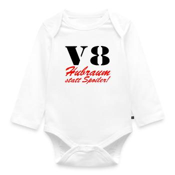 V8 Hubraum statt Spoiler ......................... - Baby Bio-Langarm-Body - Weiß - Vorne