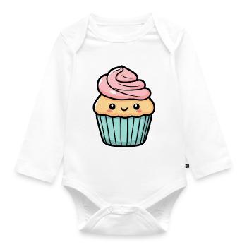 Cupcake - Organic Longsleeve Baby Bodysuit - white - Front