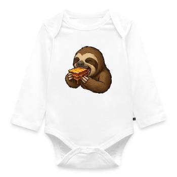 Sloth Lasagna Food Enjoyment Lazy - Organic Longsleeve Baby Bodysuit - white - Front