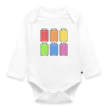 SUITCASE RAINBOW - Organic Longsleeve Baby Bodysuit - white - Front