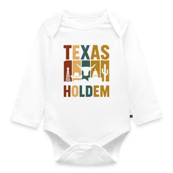 Texas Holdem Vintage Western Poker Shirt Retro - Organic Longsleeve Baby Bodysuit - white - Front