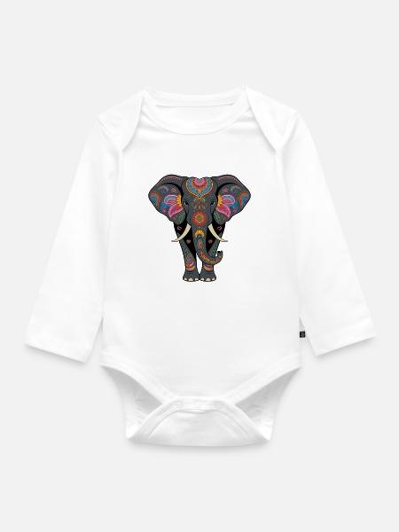 Elefant Rüsseltier Afrika Safari Wildnis Elefanten - Baby Bio-Langarm-Body - Weiß