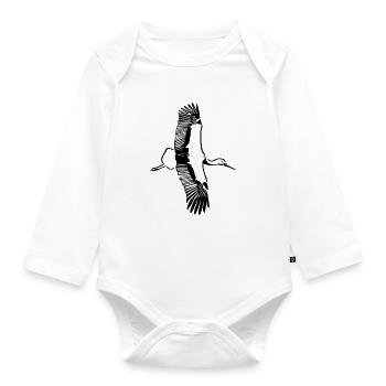 Flug des Storches - Baby Bio-Langarm-Body - Weiß - Vorne