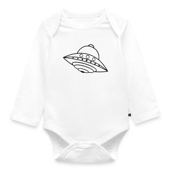 UFO Alien Ship Space Doodle - Organic Longsleeve Baby Bodysuit - white - Front