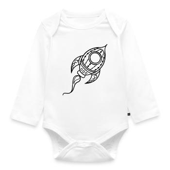 Rocket Ship Doodle Space Travel - Organic Longsleeve Baby Bodysuit - white - Front