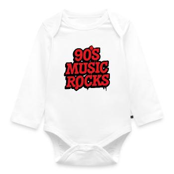 90's Music Rocks - Organic Longsleeve Baby Bodysuit - white - Front