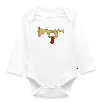 Vintage posaune mit rotem Griff - Baby Bio-Langarm-Body - Weiß - Vorne