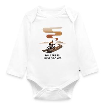 Kein Stress, nur Speichen Radfahren Kunst - Baby Bio-Langarm-Body - Weiß - Vorne