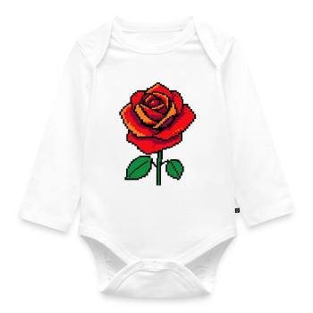 Rose Pixel - Baby Bio-Langarm-Body - Weiß - Vorne