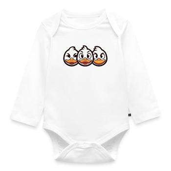 Chick Express Cartoon Design - Organic Longsleeve Baby Bodysuit - white - Front