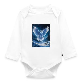 Snowy Owl - Organic Longsleeve Baby Bodysuit - white - Front
