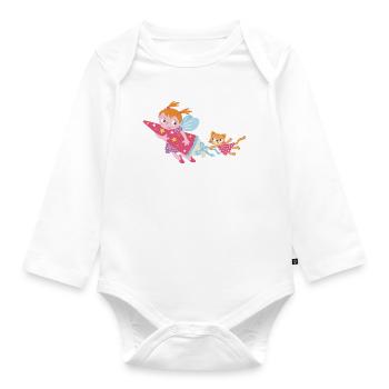 Einschulung Fee, Hurra ich bin ein Schulkind! - Baby Bio-Langarm-Body - Weiß - Vorne