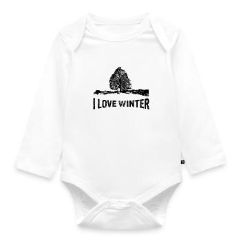 I love Winter mit kargem Ba - Baby Bio-Langarm-Body - Weiß - Vorne