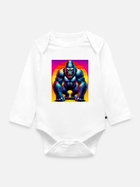 Gorilla - Baby Bio-Langarm-Body - Weiß