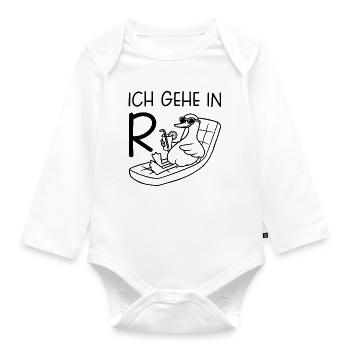 Verzierte Mandala-Tapete in Blau - Baby Bio-Langarm-Body - Weiß - Vorne