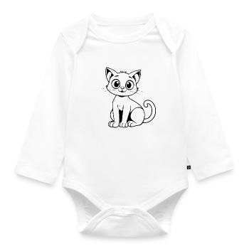 Minimalistic Cat - Organic Longsleeve Baby Bodysuit - white - Front