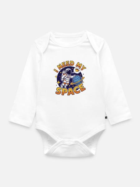 Weltraumfreundschaft mit Kaffee-Traum - Baby Bio-Langarm-Body - Weiß