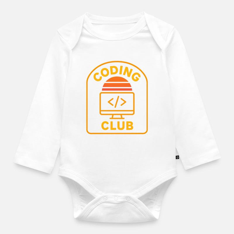 Coding Club Retro Sunrise Design - Body Bébé bio manches longues - blanc