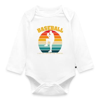 Retro-Baseball Ich lasse meinen Arm den sprechenden Krug machen - Baby Bio-Langarm-Body - Weiß - Vorne