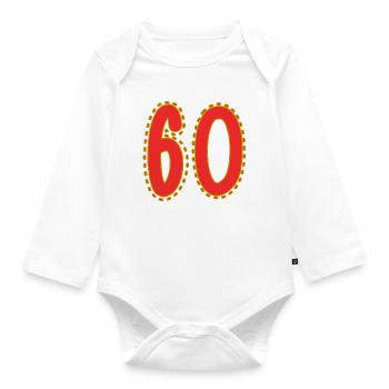 Design Anniversaire Chiffres 60 - Body Bébé bio manches longues - blanc - Devant