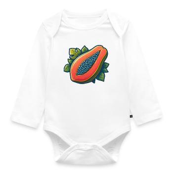 Bright tropical papaya - Organic Longsleeve Baby Bodysuit - white - Front