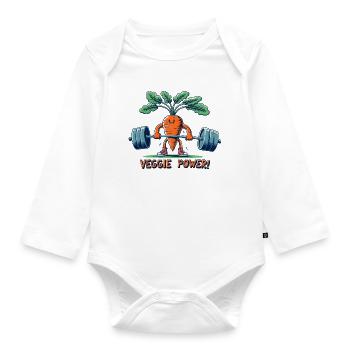 Veggie Power Carrot Lift - Organic Longsleeve Baby Bodysuit - white - Front