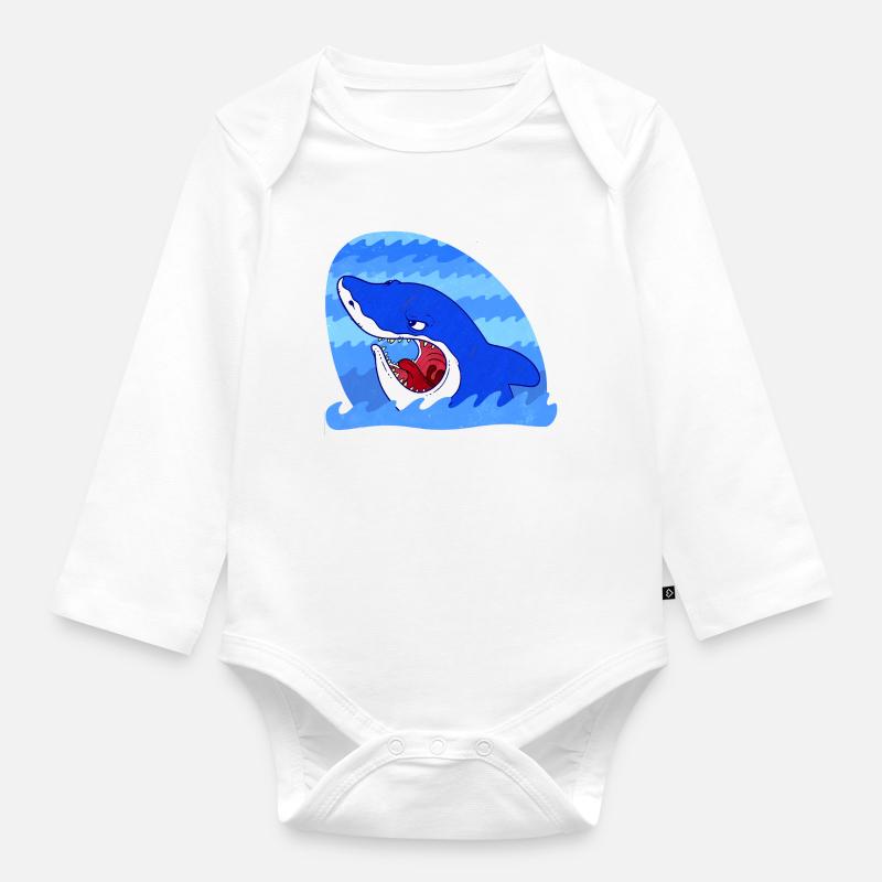Grim Shark - Baby Bio-Langarm-Body - Weiß