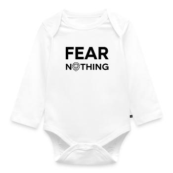 Furchtloses Löwen-Design - Baby Bio-Langarm-Body - Weiß - Vorne