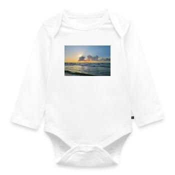 Sonnenuntergang über dem Meer mit Wolken - Baby Bio-Langarm-Body - Weiß - Vorne