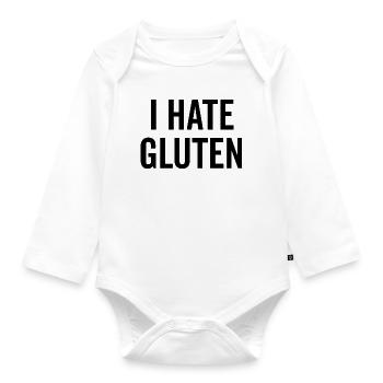 Je déteste le gluten - Body Bébé bio manches longues - blanc - Devant