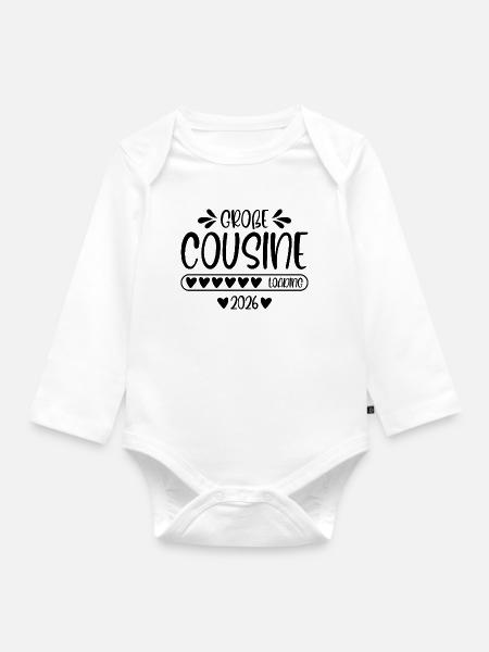 Große Cousine 2026 loading - Baby Bio-Langarm-Body - Weiß