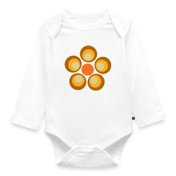 70s flower pattern retro hippie flowers power - Organic Longsleeve Baby Bodysuit - white - Front