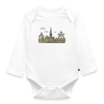Brussels City - Organic Longsleeve Baby Bodysuit - white - Front