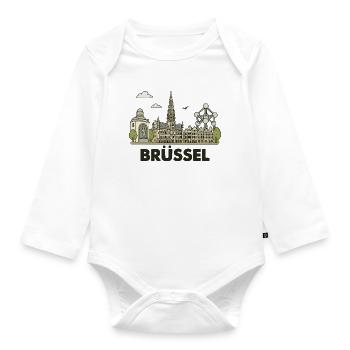Brussels City - Organic Longsleeve Baby Bodysuit - white - Front