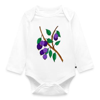 Pflaumen - Baby Bio-Langarm-Body - Weiß - Vorne