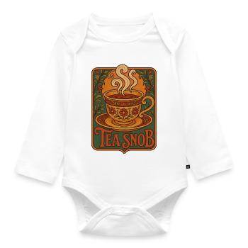 Vintage Tea Snob Decorative Sign - Organic Longsleeve Baby Bodysuit - white - Front