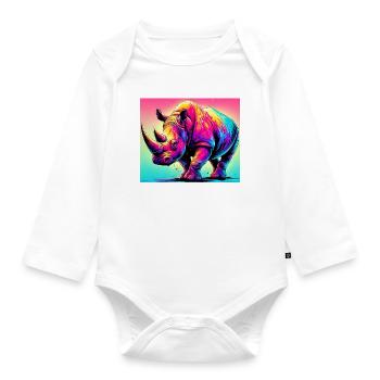 rhinoceros - Organic Longsleeve Baby Bodysuit - white - Front