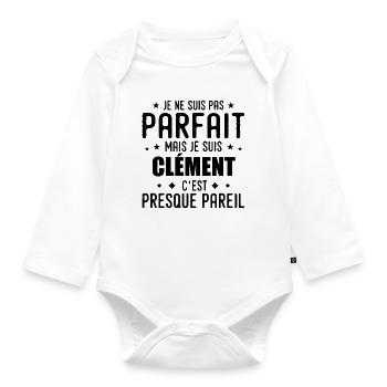 Clément: authentisch, unvollkommen, oben, Perfektion - Baby Bio-Langarm-Body - Weiß - Vorne