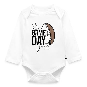 It's Game Day Y'all Design - Organic Longsleeve Baby Bodysuit - white - Front