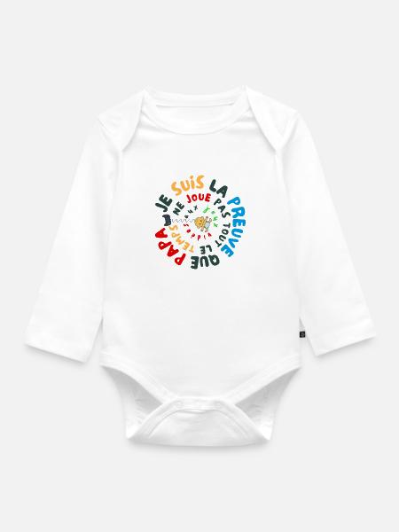 Humorvolles 🎮 Geburtsgeschenk Gamer Papa - Baby Bio-Langarm-Body - Weiß