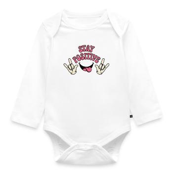Verspieltes positives Vibes-Typografie-Design - Baby Bio-Langarm-Body - Weiß - Vorne