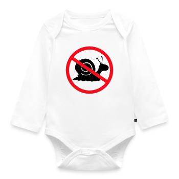 Snail Prohibited Sign Zone against no notice - Organic Longsleeve Baby Bodysuit - white - Front