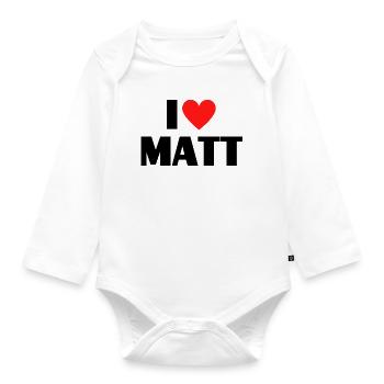 I love Matt Red Heart Love Fan Gift - Organic Longsleeve Baby Bodysuit - white - Front