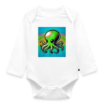 Krake - Baby Bio-Langarm-Body - Weiß - Vorne