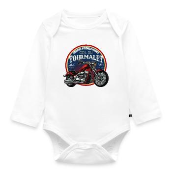 Tourmalet Mountainbike Abzeichen - Baby Bio-Langarm-Body - Weiß - Vorne