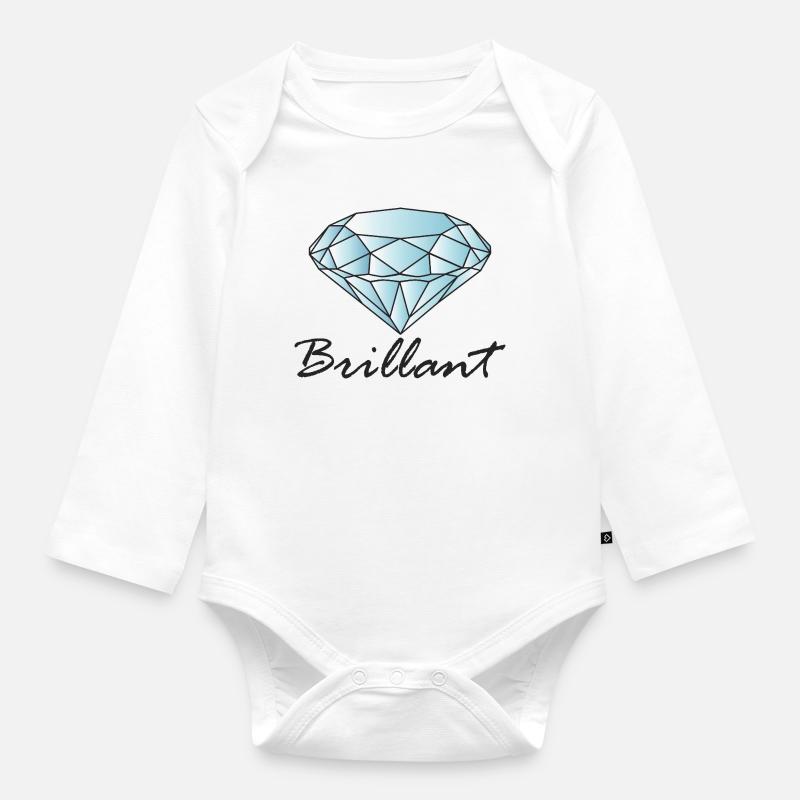 Diamant brillant - Body Bébé bio manches longues - blanc