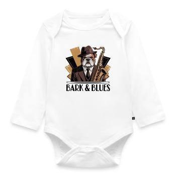 Bark and Blues - Organic Longsleeve Baby Bodysuit - white - Front