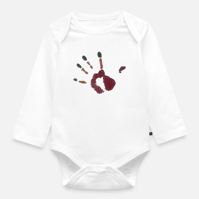 Illustration d’empreinte de main - Body Bébé bio manches longues - blanc