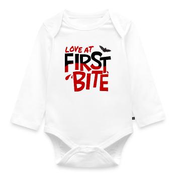 Coup de foudre à la première bouchée - Body Bébé bio manches longues - blanc - Devant